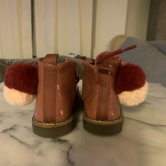 Zara Patent Pink Combat style Lace up boot - Picture 3 of 5